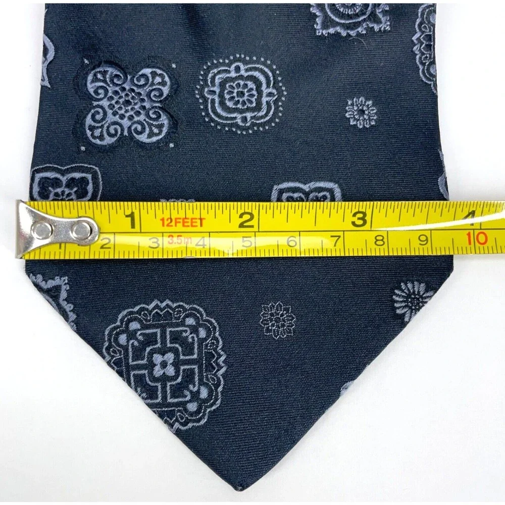 DOLCE & GABBANA Black Gray Embroidered Design 100% Silk Necktie Made in Italy